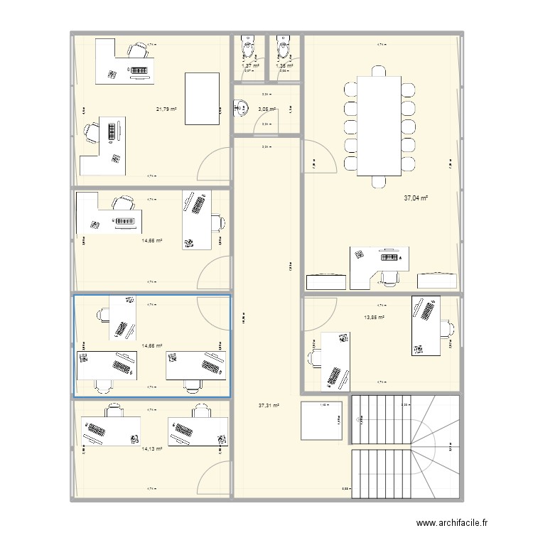 DIRECTION R1. Plan de 10 pièces et 159 m2
