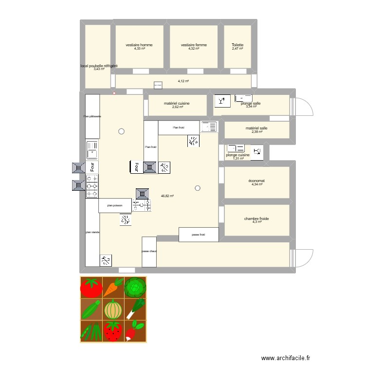 TFE. Plan de 12 pièces et 84 m2