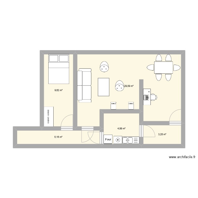 PARIS 12. Plan de 5 pièces et 52 m2