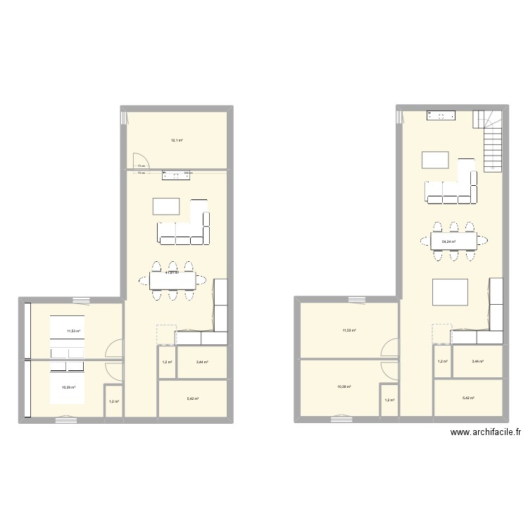 MAISON. Plan de 15 pièces et 175 m2