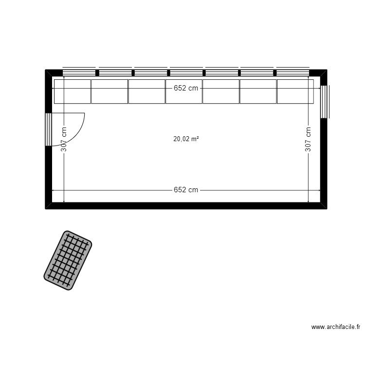 serre. Plan de 1 pièce et 20 m2