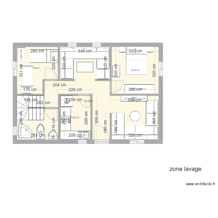 Maraichage Beaumont. Plan de 4 pièces et 58 m2