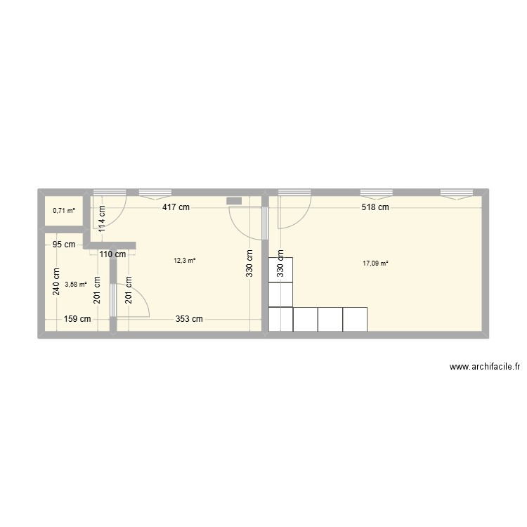 appartement Alice. Plan de 4 pièces et 34 m2