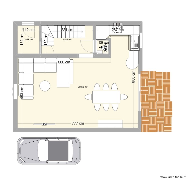 Maison Saint-Laurent. Plan de 4 pièces et 49 m2