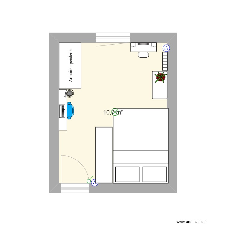 MA CHAMBRE. Plan de 1 pièce et 11 m2