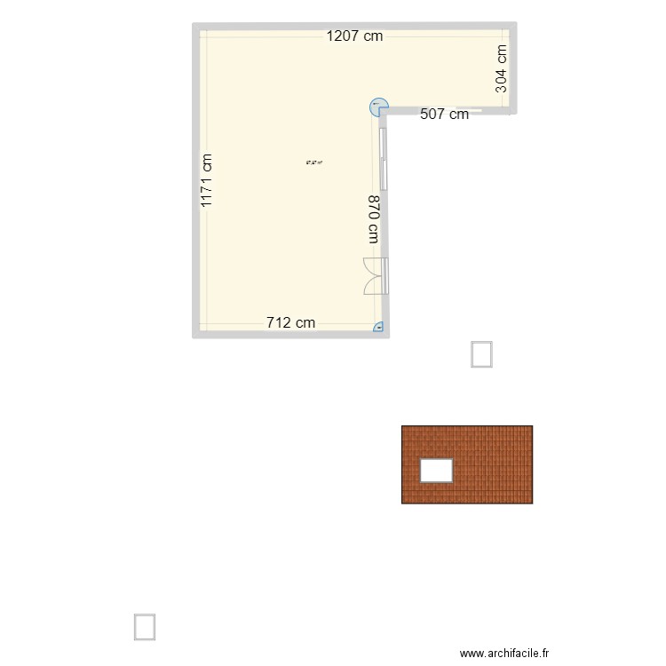 Agrandissement. Plan de 1 pièce et 98 m2