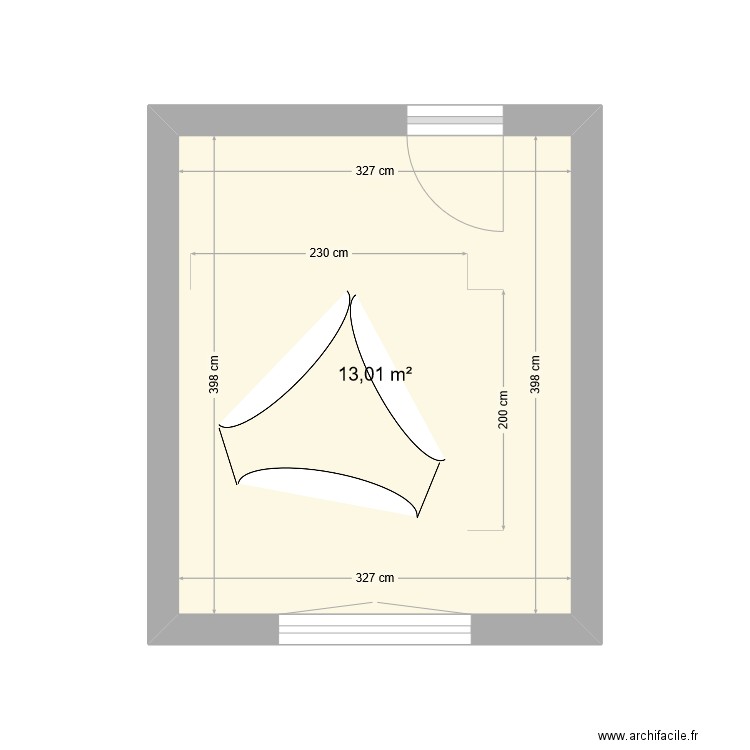 Bureau. Plan de 1 pièce et 13 m2