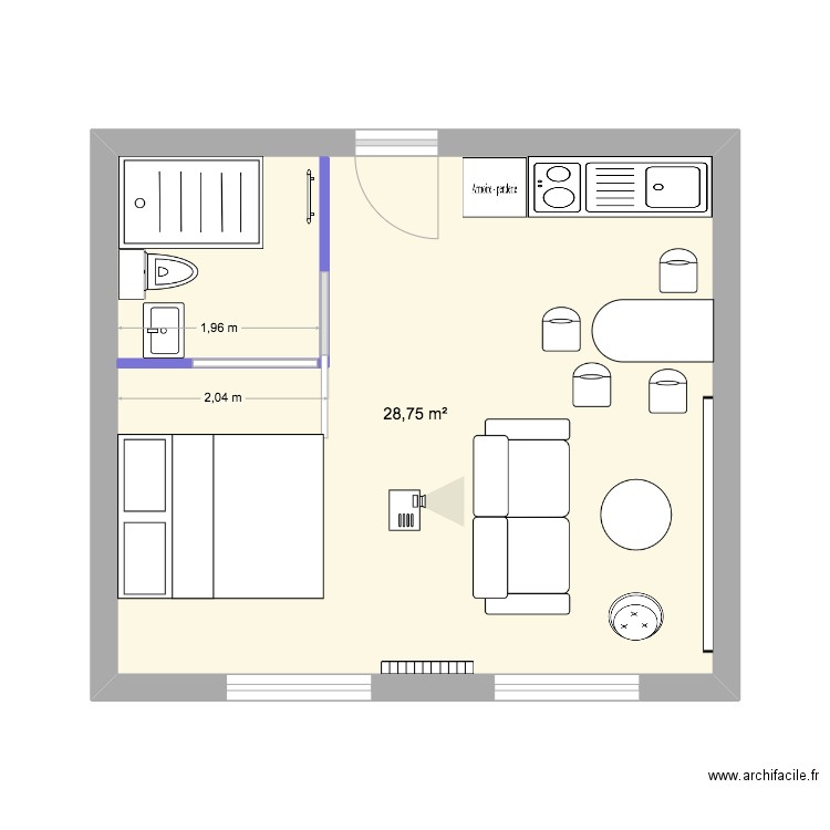 WISSANT 2 V2. Plan de 1 pièce et 29 m2