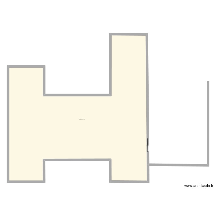 Plein pied n°3. Plan de 1 pièce et 209 m2