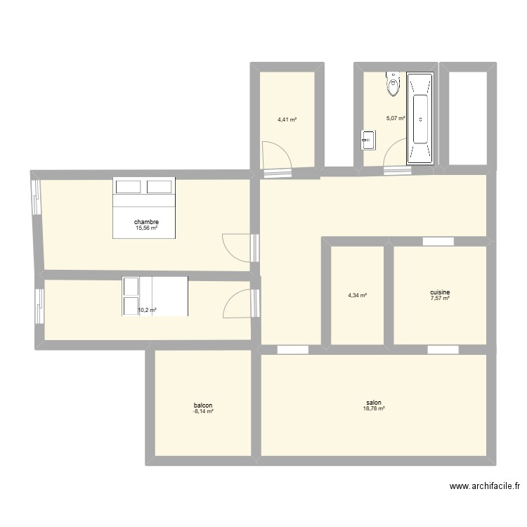 Jacob C. Plan de 8 pièces et 74 m2