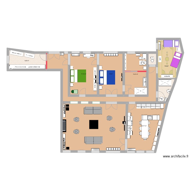 46 SADA 12. Plan de 8 pièces et 161 m2