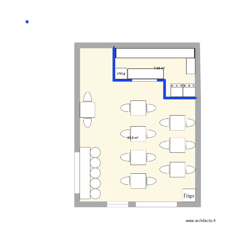 resto papa. Plan de 2 pièces et 41 m2