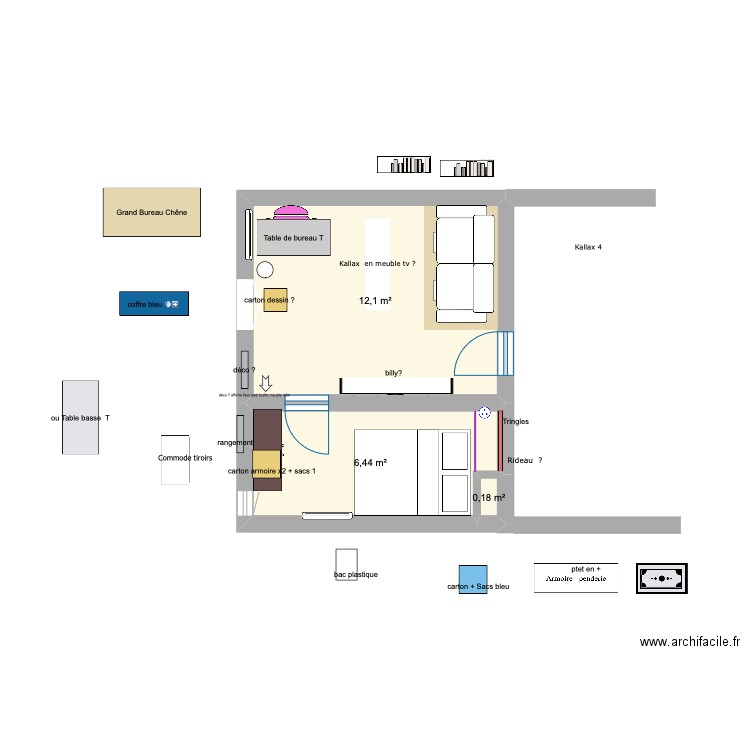 Maison. Plan de 3 pièces et 19 m2