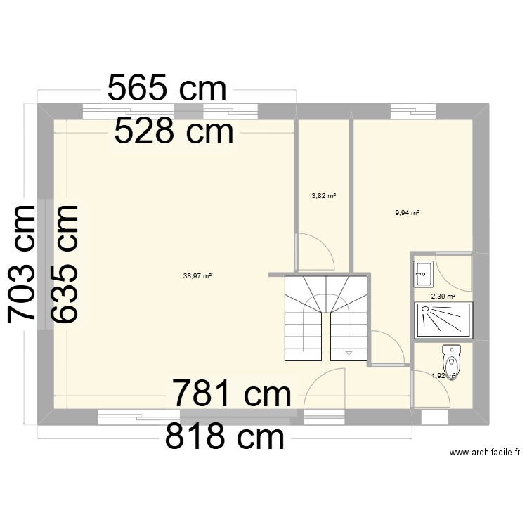 bah. Plan de 13 pièces et 172 m2