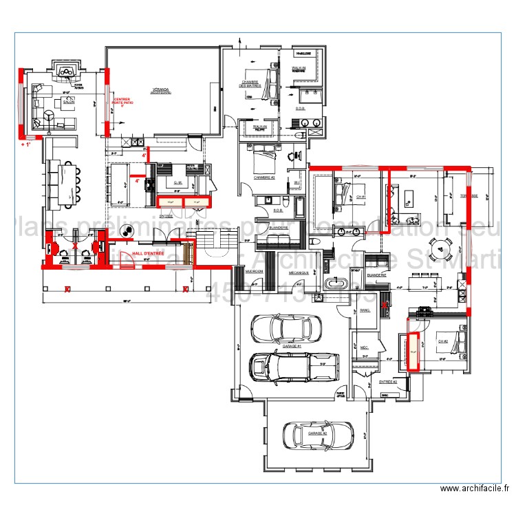 CORRECTION. Plan de 3 pièces et 3 m2