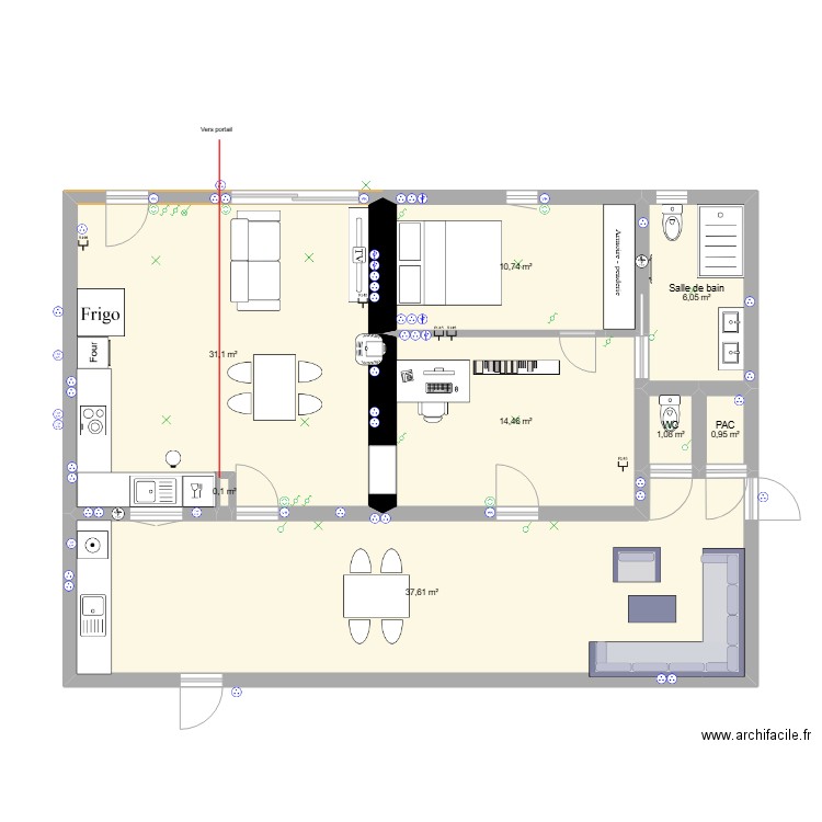 Projet Maison v2. Plan de 8 pièces et 102 m2