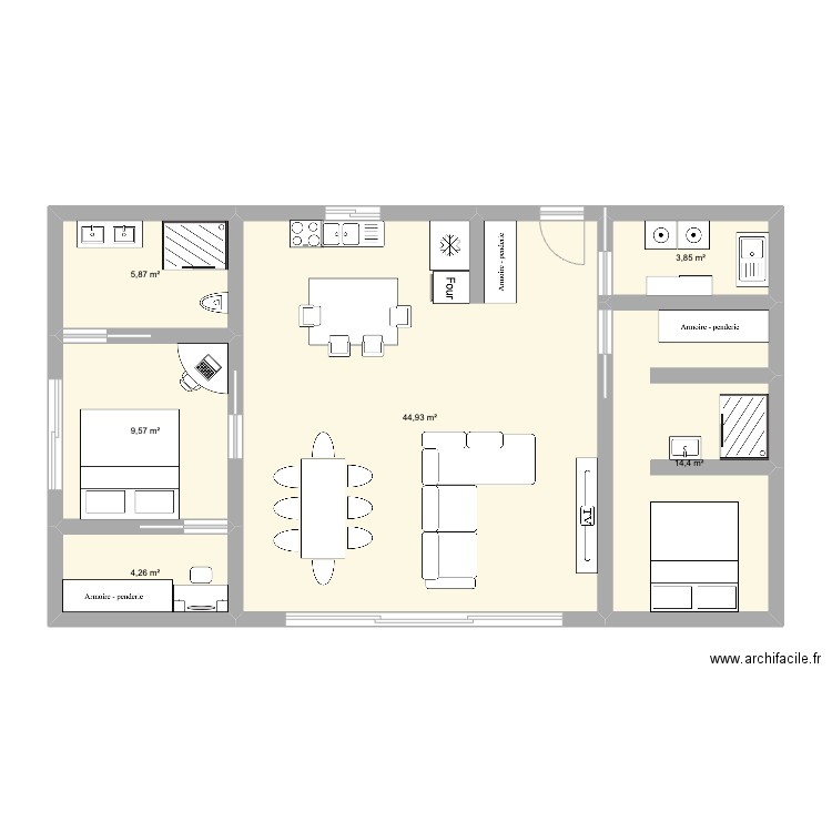 MAISON. Plan de 6 pièces et 83 m2