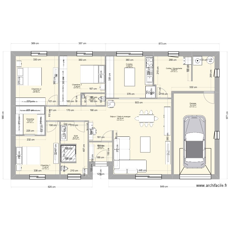 kroum et souria 5. Plan de 11 pièces et 132 m2