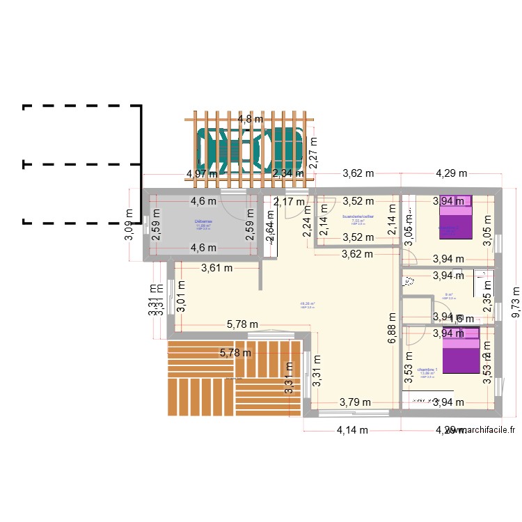 dernière version L. Plan de 6 pièces et 104 m2