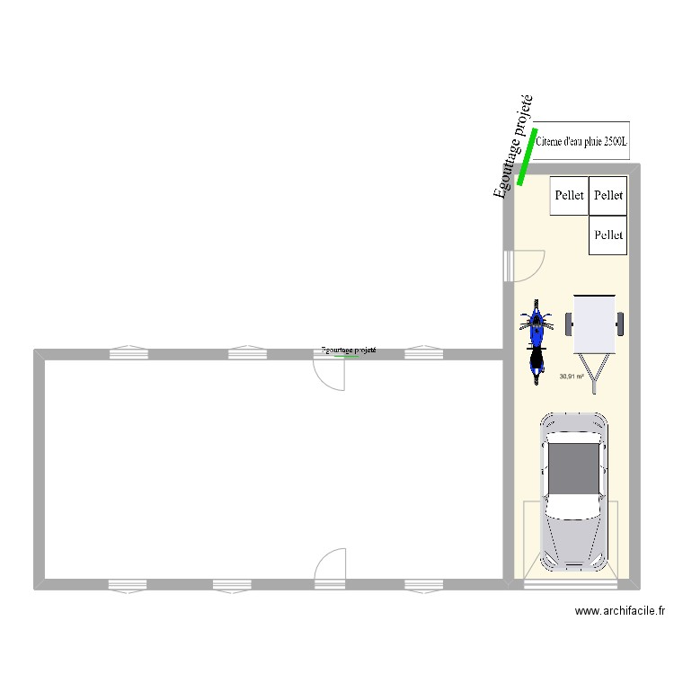 Plan Garage. Plan de 1 pièce et 31 m2