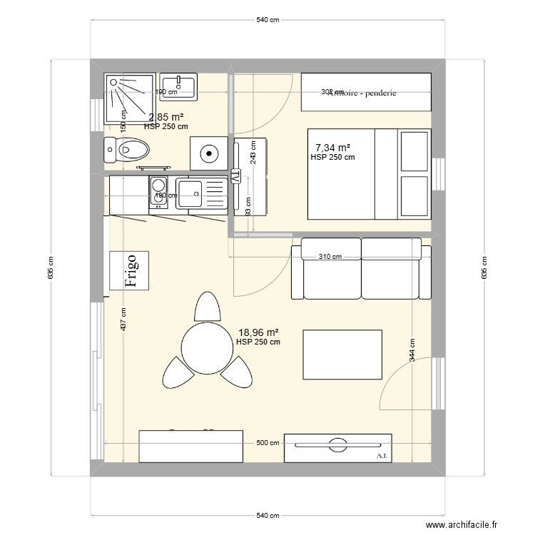 Pommez 2. Plan de 3 pièces et 29 m2