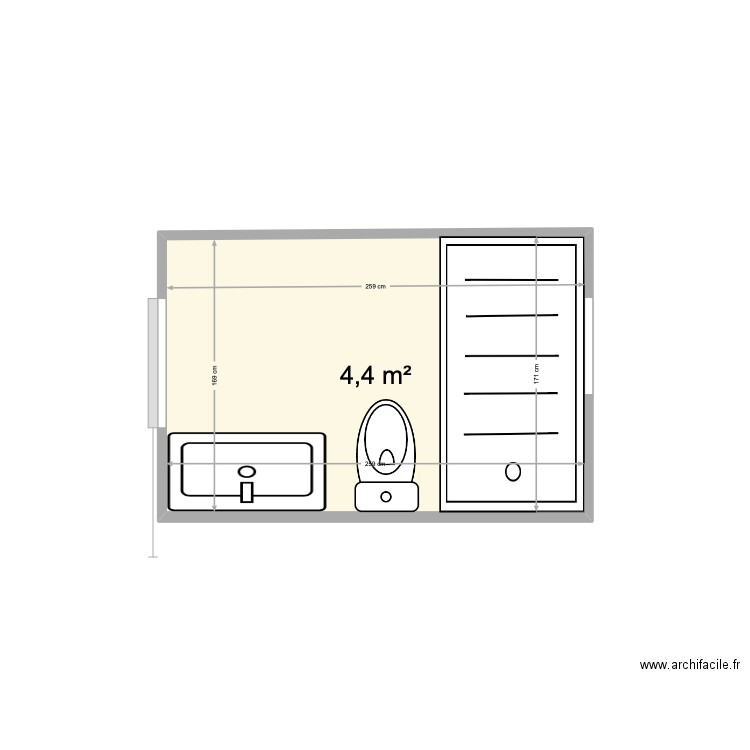 salle de bain Zelda. Plan de 1 pièce et 4 m2