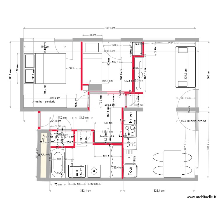 A.L. Plan 5. Plan de 1 pièce et 1 m2