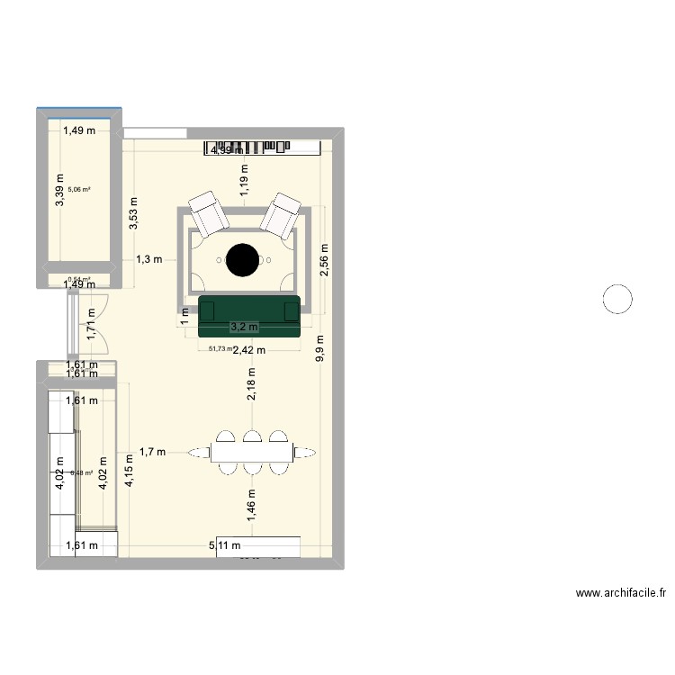 TAIPEI 1. Plan de 5 pièces et 64 m2