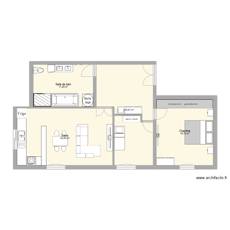 maison akram. Plan de 4 pièces et 73 m2