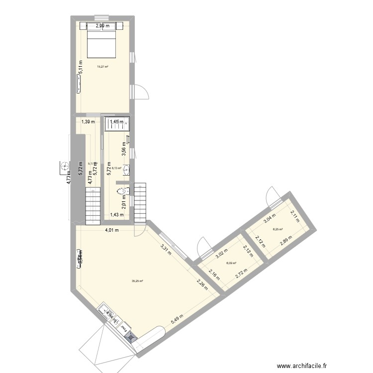 LA BOUILLADISSE 2. Plan de 6 pièces et 76 m2