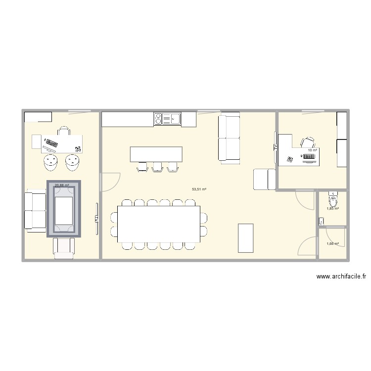 entrepot 91. Plan de 5 pièces et 88 m2