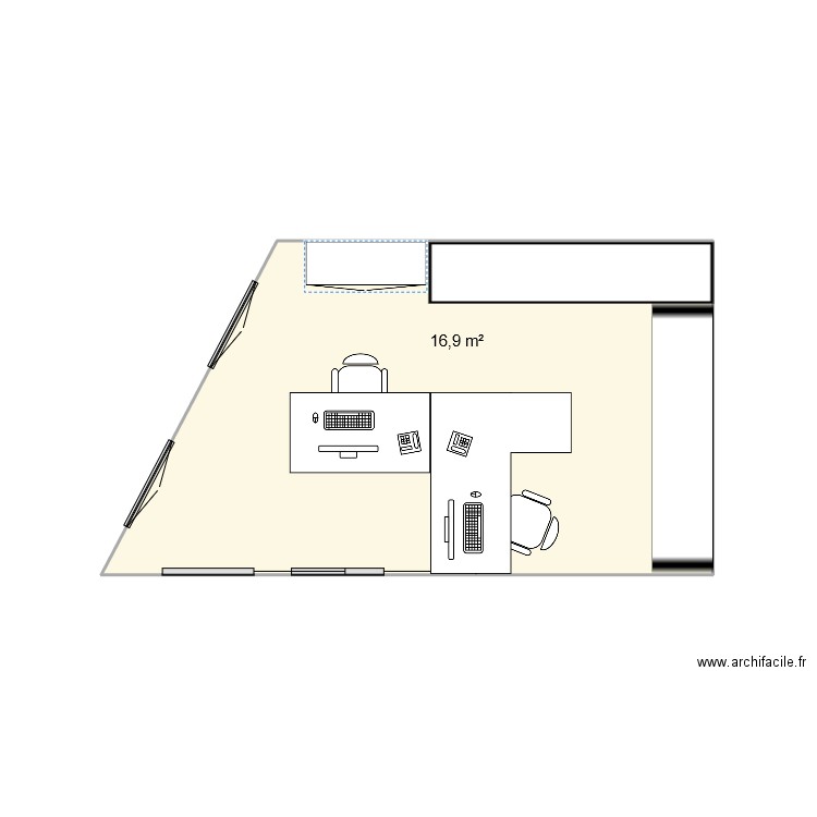 bureau coco pascale. Plan de 1 pièce et 17 m2