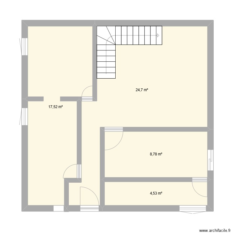 maison english. Plan de 4 pièces et 56 m2