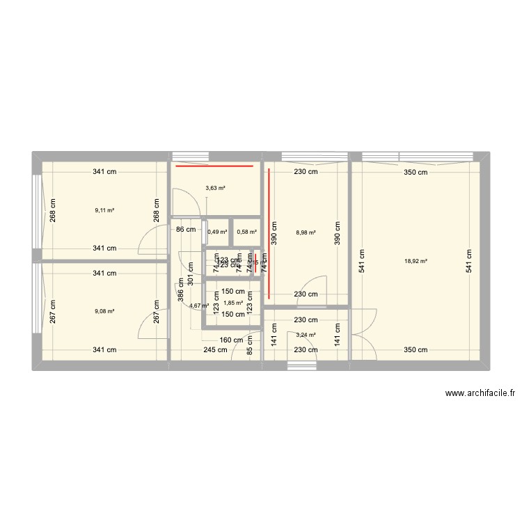 Pantin. Plan de 12 pièces et 62 m2