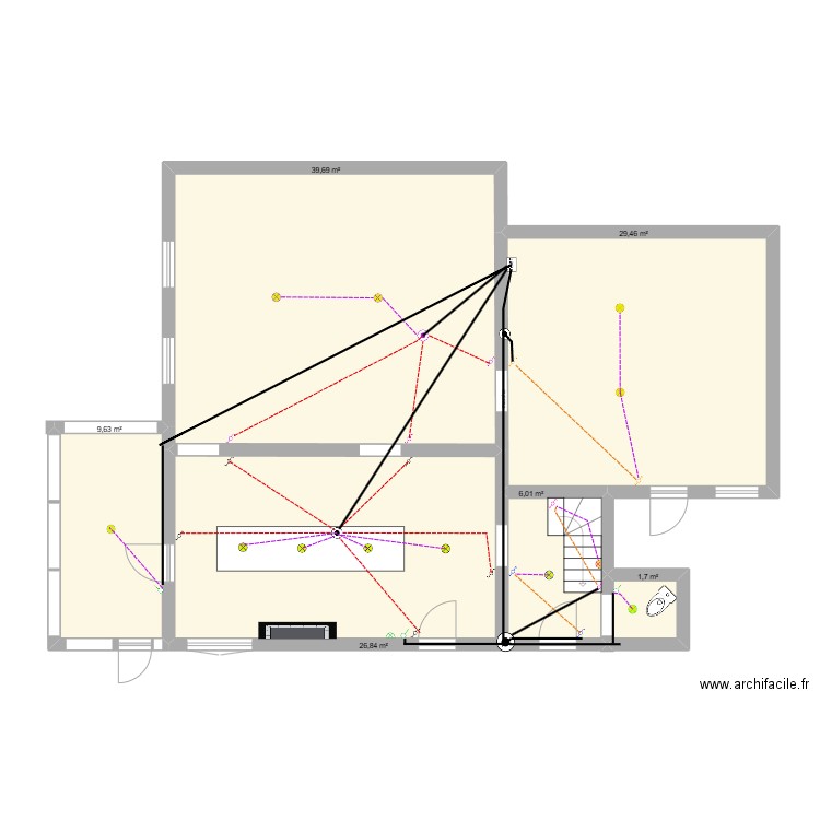 sonnac BASE eclairage. Plan de 6 pièces et 113 m2