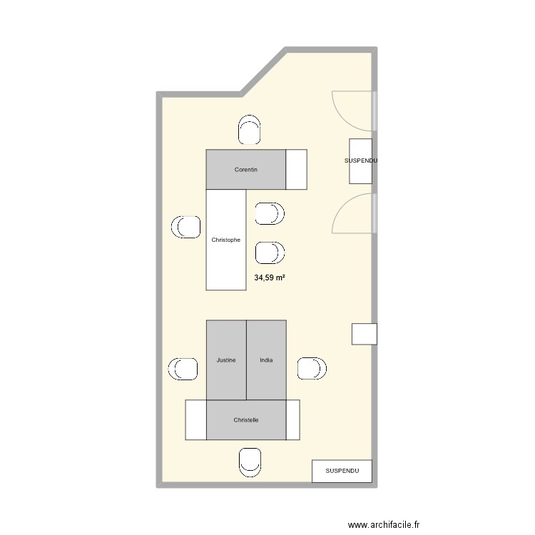 FRANCHINI. Plan de 1 pièce et 35 m2