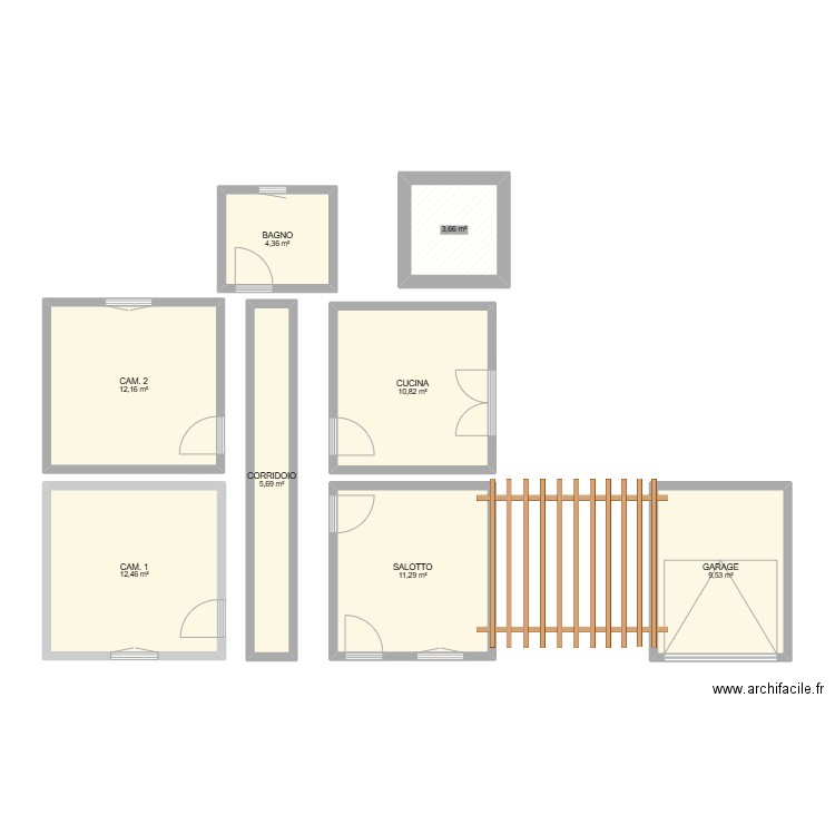 SANDRA 3. Plan de 8 pièces et 70 m2