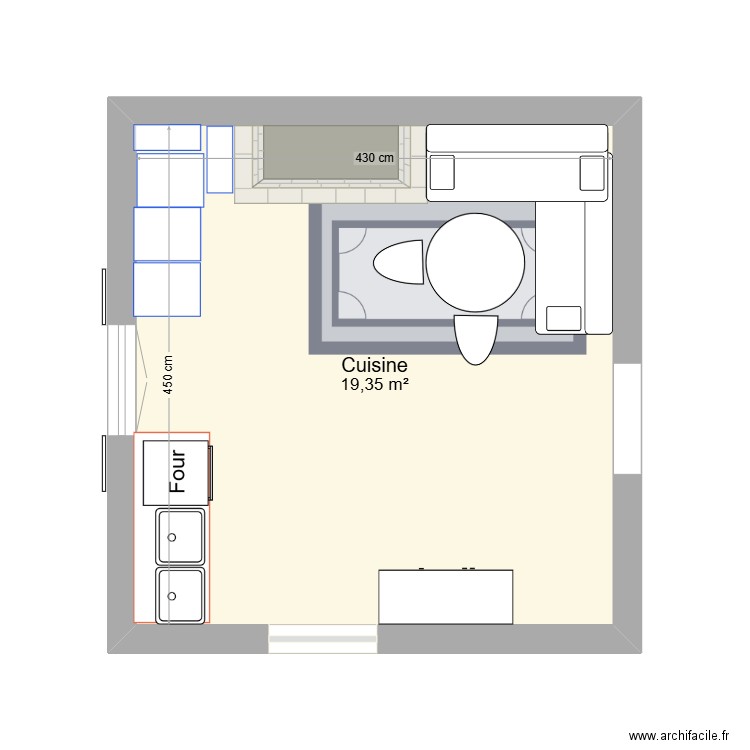 Lamothe . Plan de 1 pièce et 19 m2