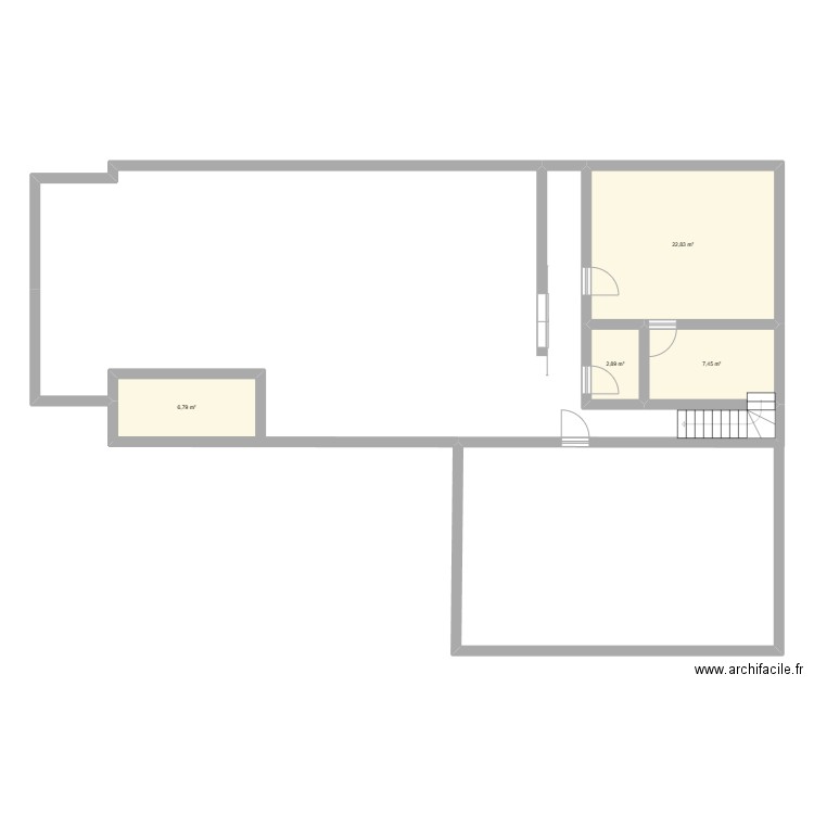 encours. Plan de 4 pièces et 40 m2