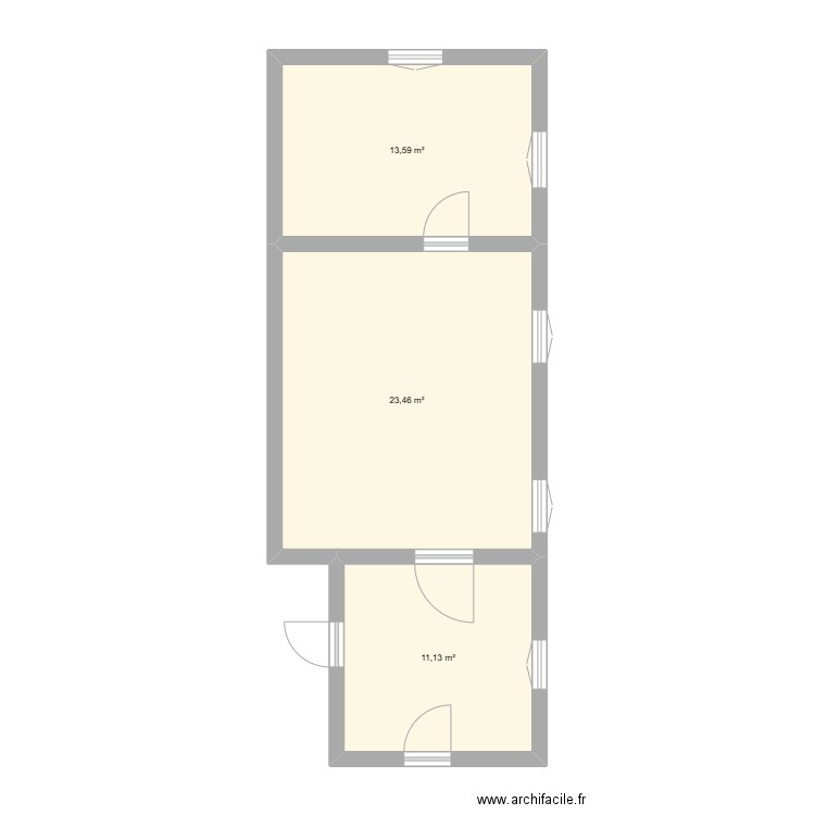 Chambres Bériasson. Plan de 3 pièces et 48 m2