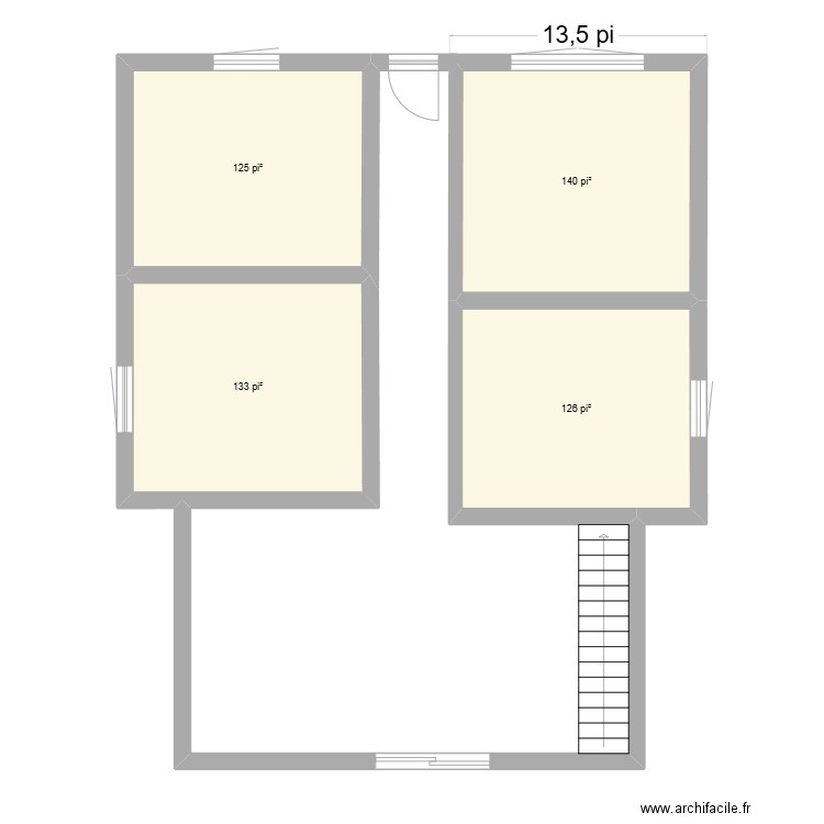 Rez-de-chaussée. Plan de 4 pièces et 49 m2