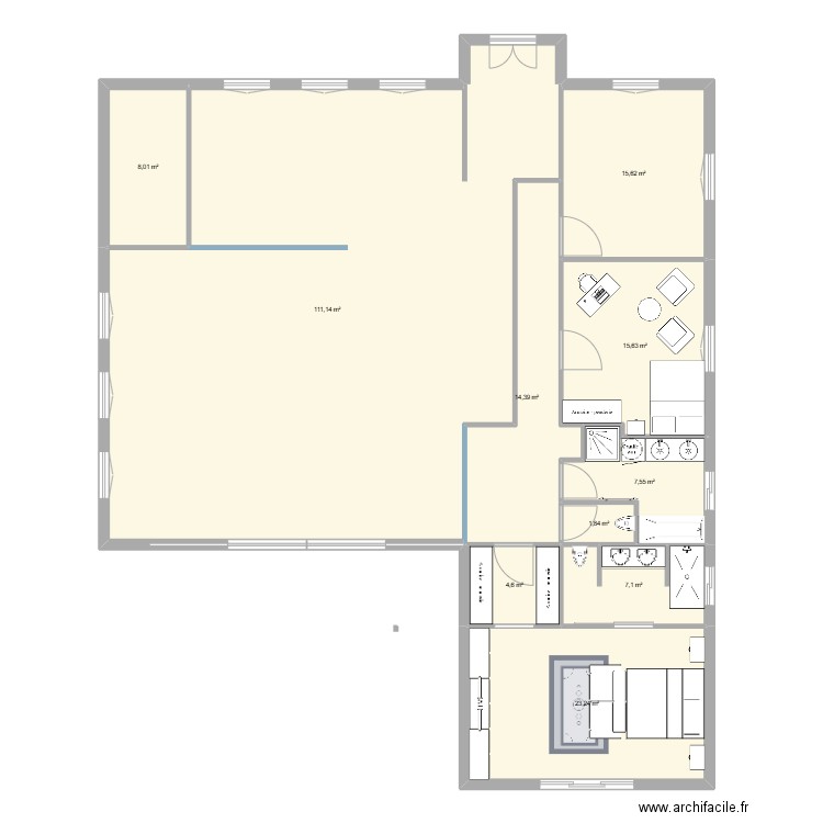 projet_anglais. Plan de 10 pièces et 209 m2