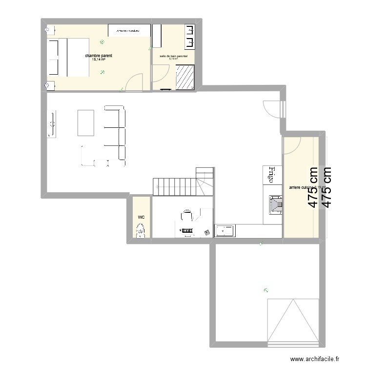 Hugo. Plan de 5 pièces et 31 m2