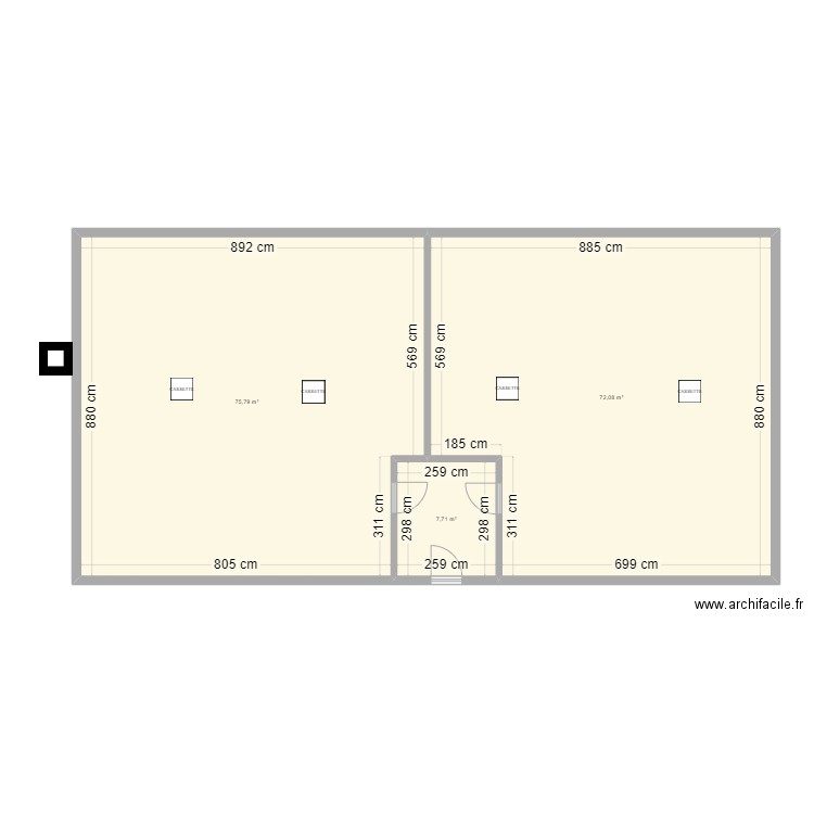 ESSAI. Plan de 3 pièces et 156 m2