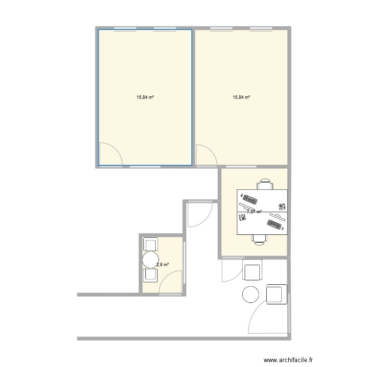 Accueil schéma 2. Plan de 4 pièces et 42 m2