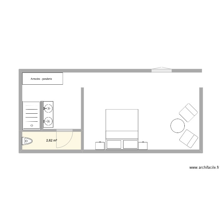 Main bed room 2. Plan de 1 pièce et 3 m2