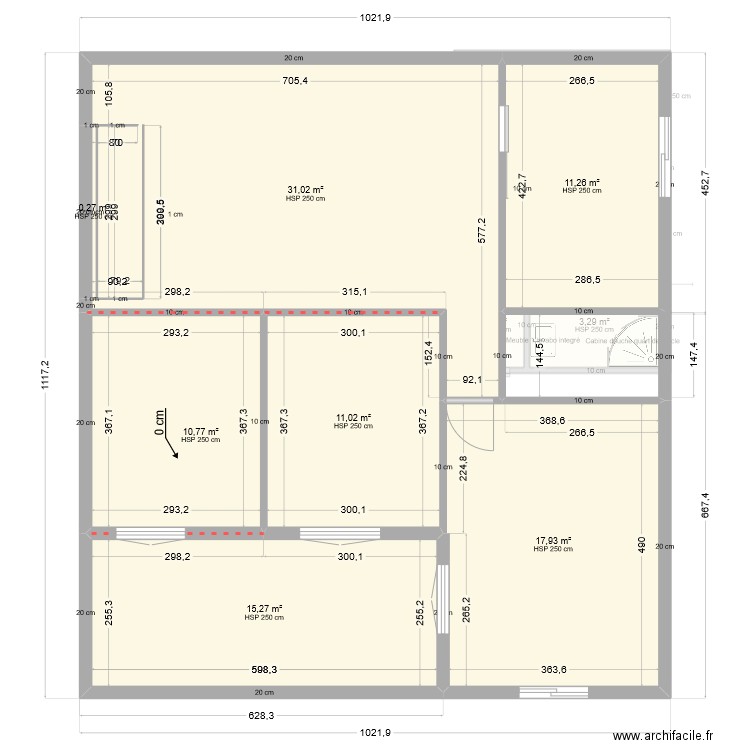 1 ERE ETAGE . Plan de 10 pièces et 115 m2