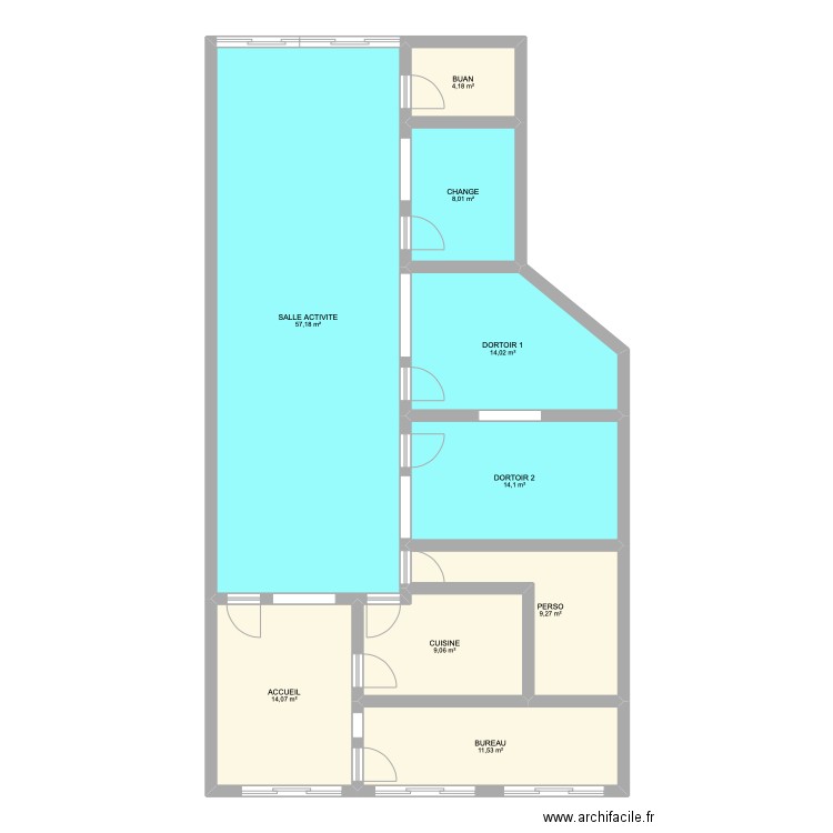 PLAN CASSANDRE. Plan de 9 pièces et 141 m2