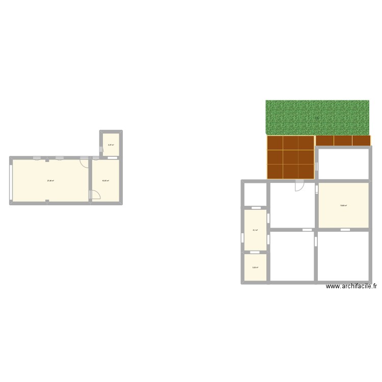 maison du bas . Plan de 6 pièces et 74 m2