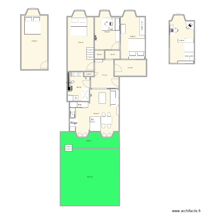 After rénos - 1. Plan de 15 pièces et 169 m2